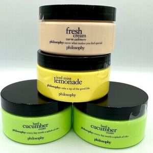Philosophy bundle of 4, 8 oz glazed body soufflés, new and sealed